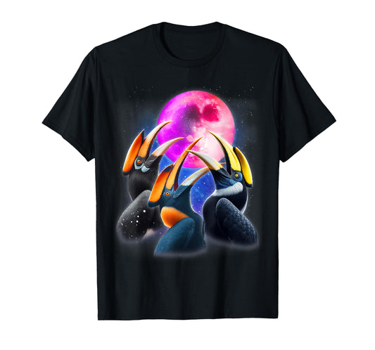 3 Hornbills Howling At The Moon Funny Hornbill Bird Lover T-Shirt