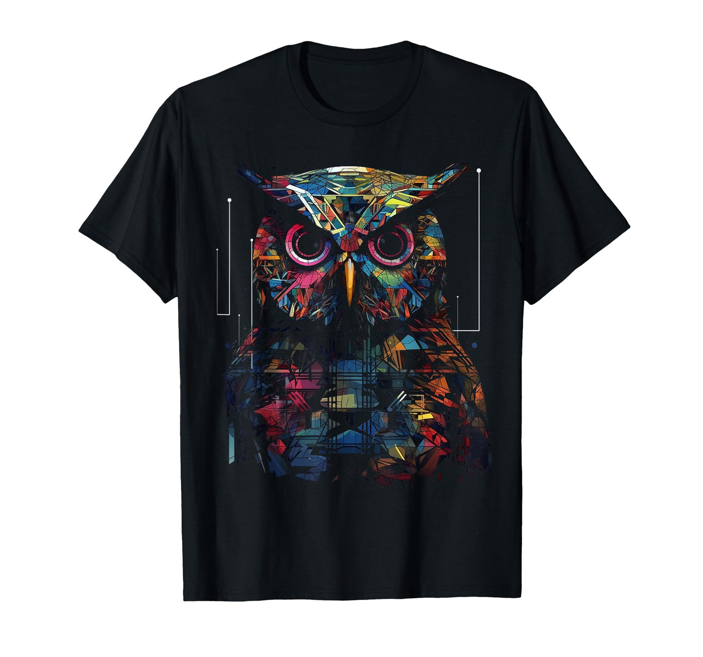 Owl Geometric Animal Lover - Colourful Bird Art Animal Owl T-Shirt