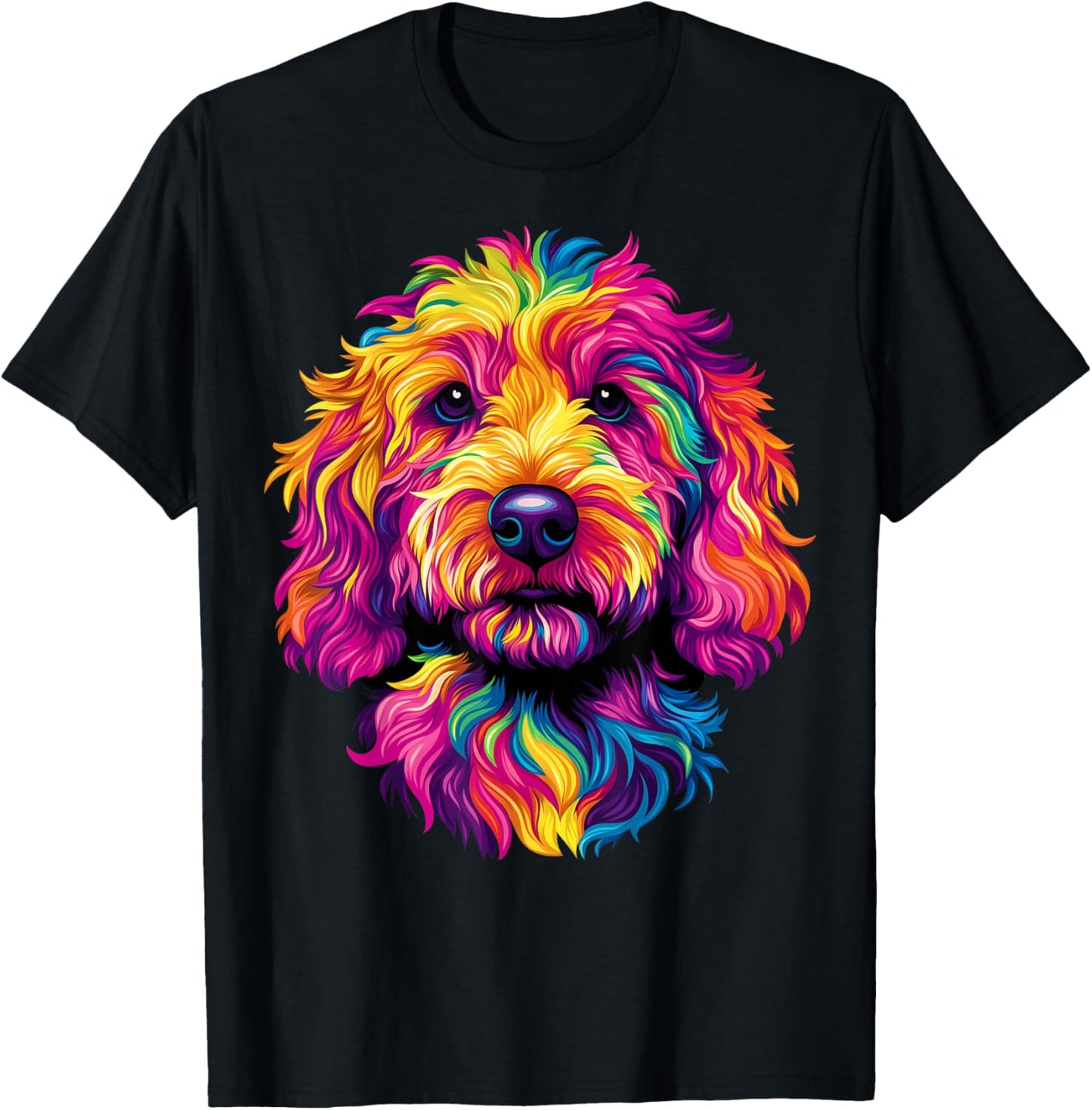Colorful Goldendoodle Face Golden Doodle Dog Lover Black T-Shirt
