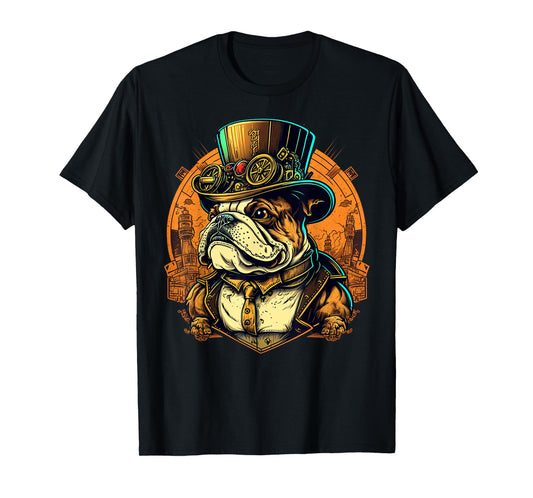 Steampunk Bulldog T-Shirt for Men Women Kids