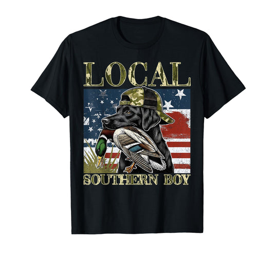 Local Southern Duck Hunting Dog Black Lab Outdoor Vintage T-Shirt