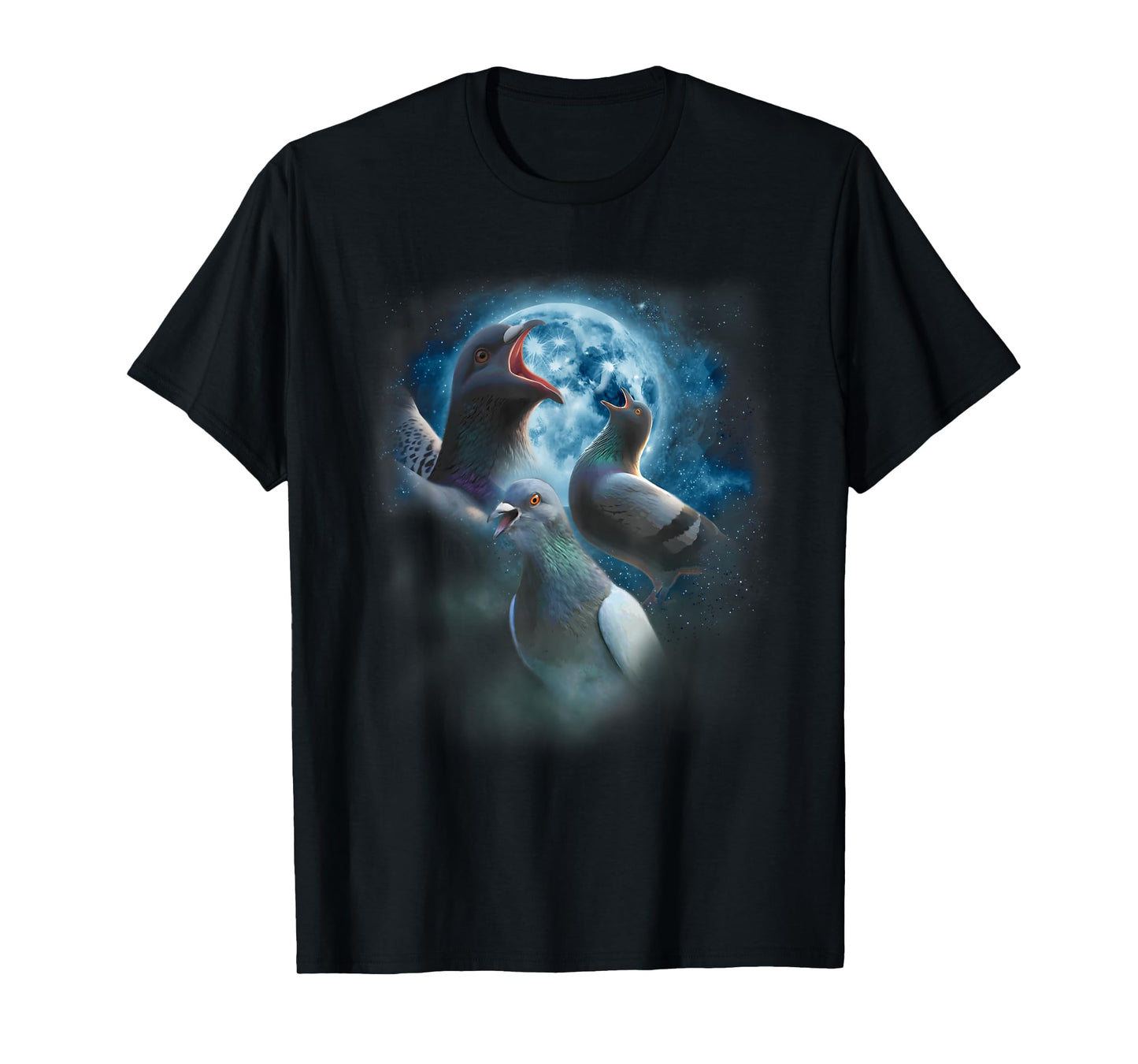 Funny Pigeon Shirt - Funny Pigeons Howling at the Moon T-Shirt