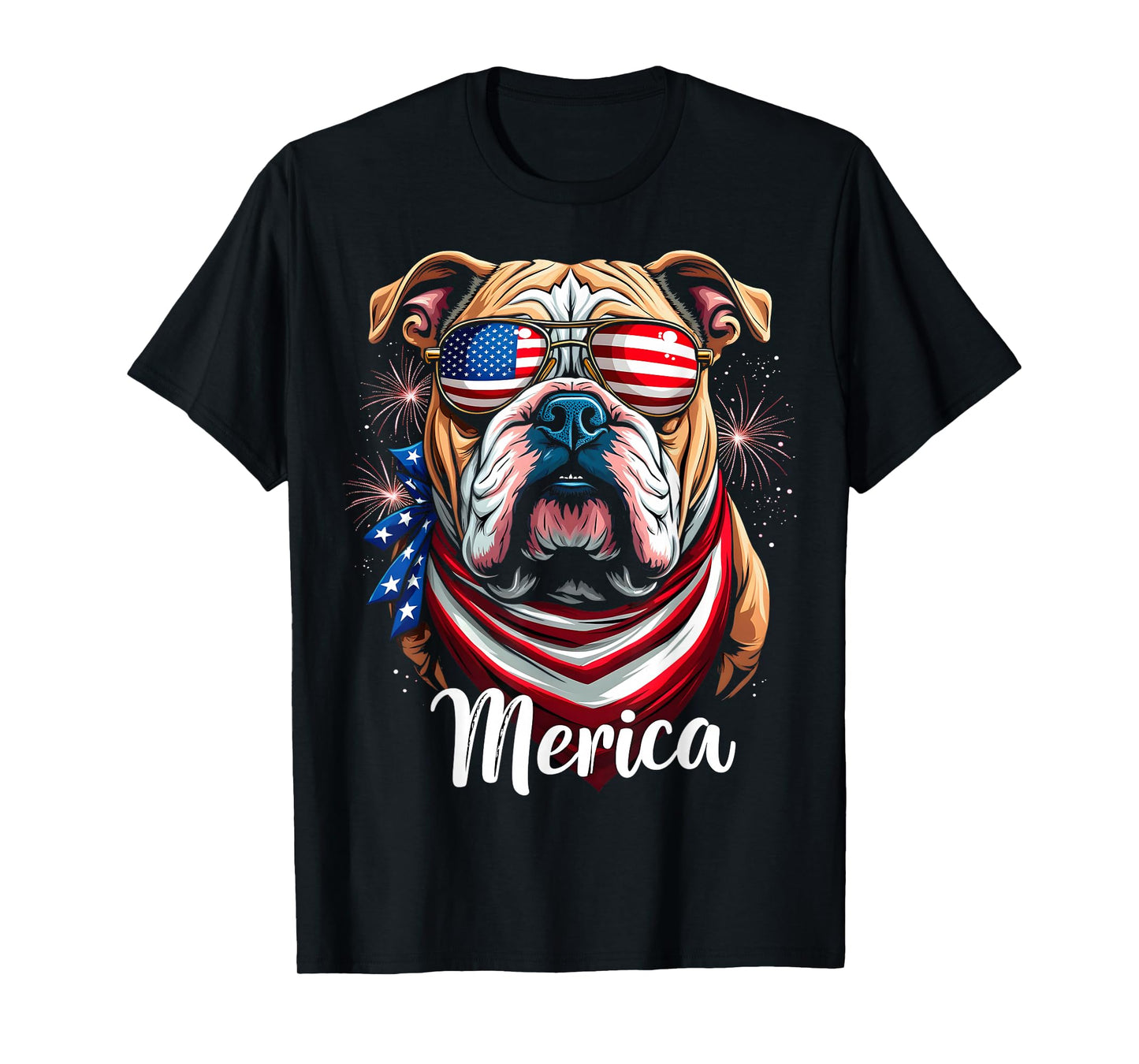 Patriotic Bulldog ‘Merica 4th of July Dog T-Shirt