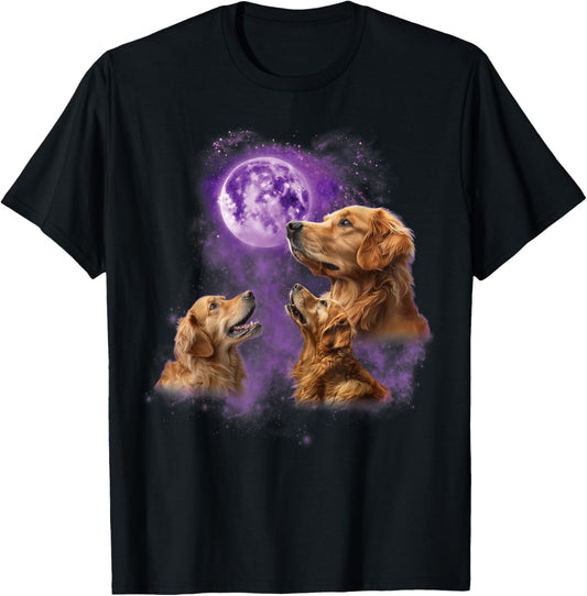 Funny Golden Retriever T Shirt - Howling at the Moon T-Shirt