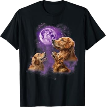 Funny Golden Retriever T Shirt - Howling at the Moon T-Shirt