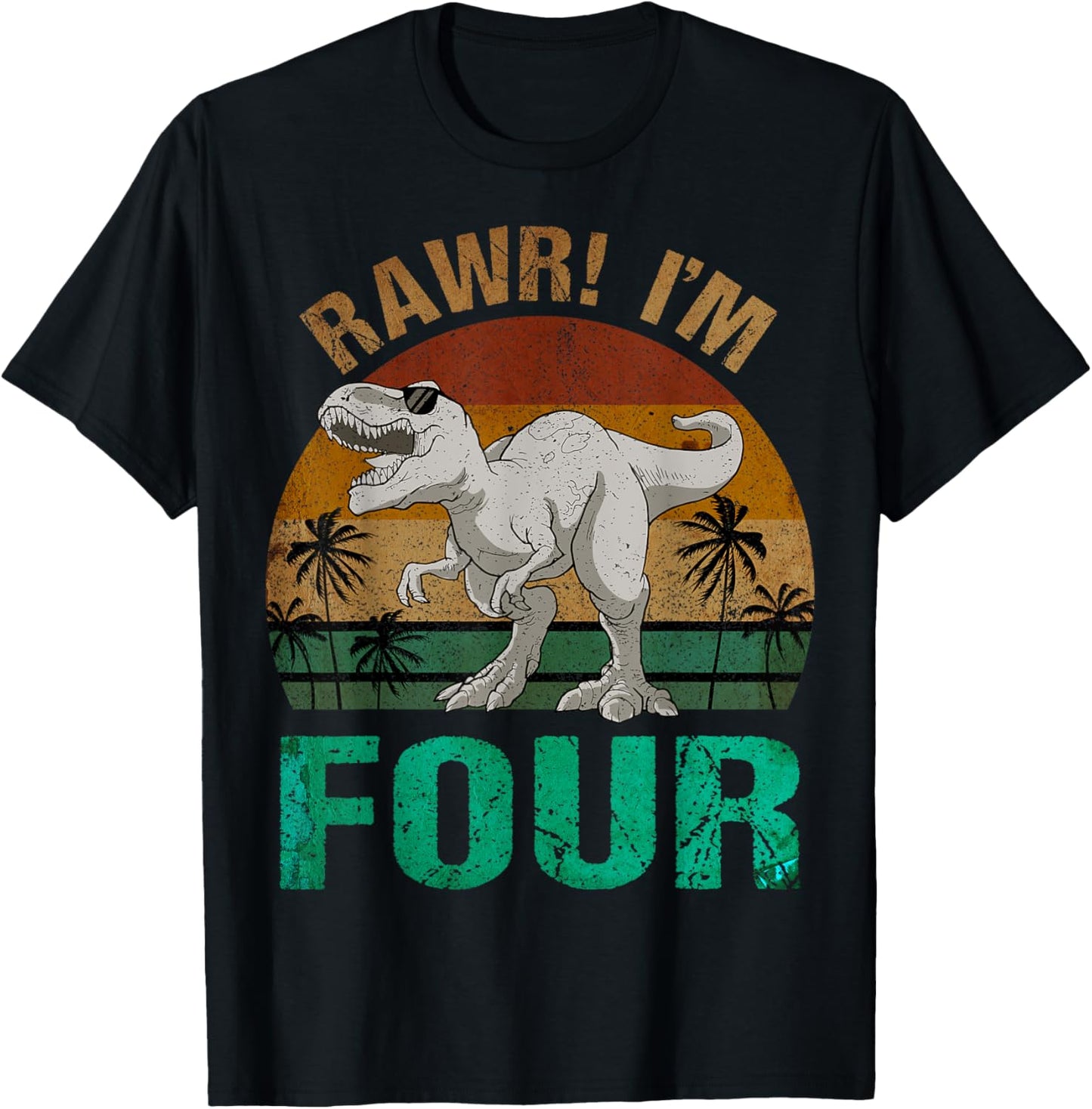 Rawr I'm Four 4th Birthday T-rex Dinosaur Saurus 4 Years Old T-Shirt