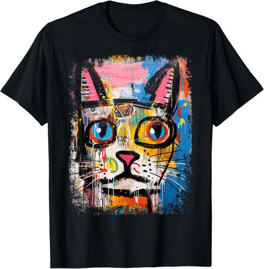 Cat Hip Hop Y2K Vintage Retro Hipster Edgy Streetwear Unisex-Adults Black T-Shirt