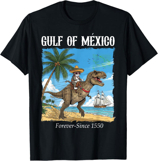 Gulf Of Mexico Travel Cat & Dinosaur Gulf Of Mexico Trip T-Shirt
