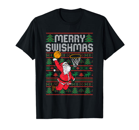 Basketball Ugly Christmas Xmas Santa Sports Men Boys Kids T-Shirt