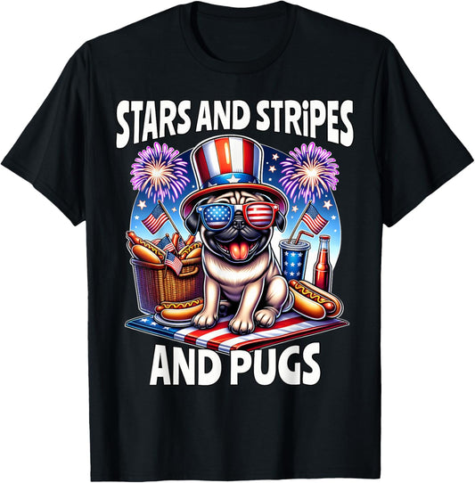 Pug July 4th of July Pug T-shirt