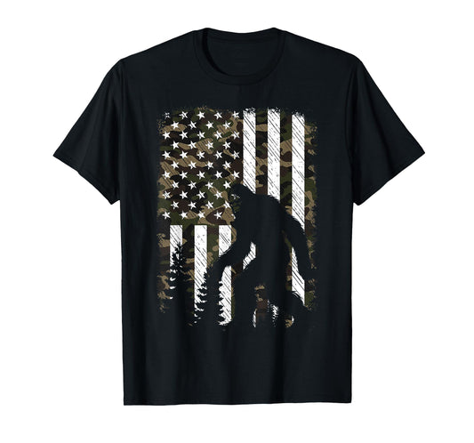 Patriotic Bigfoot Desert Camo American USA Flag Camouflage T-Shirt