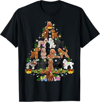 Funny Poodle Christmas Tree Ornament Decor Xmas Dog Dad Mom T-Shirt