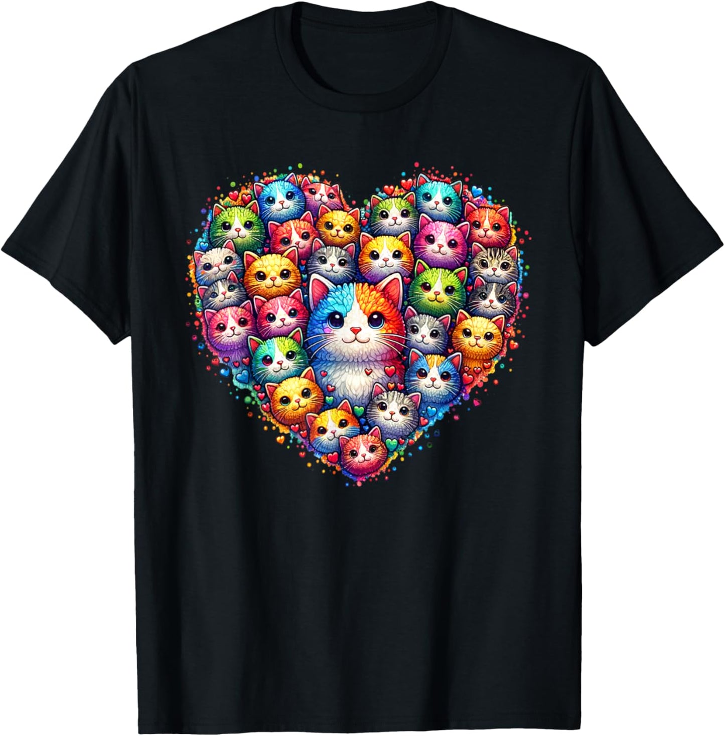 Rainbow Cute Cats Heart Kitty Lover T-Shirt