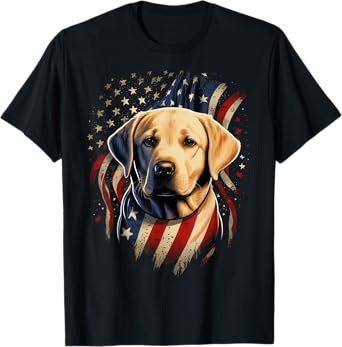 USA 4th Of July Yellow Patriotic American Labrador Retriever T-Shirt for Women Kids Men
