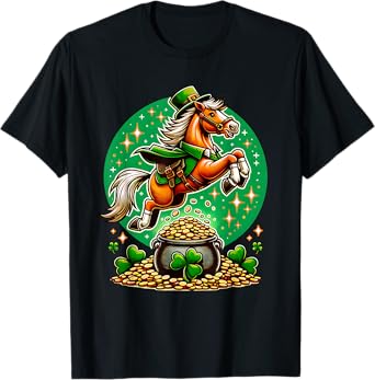 Horse Leprechaun St. Patrick's Day Irish Girls Equestrian T-Shirt