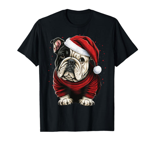 Xmas Bulldog Santa on Christmas Bulldog T-Shirt for Men Women Kids