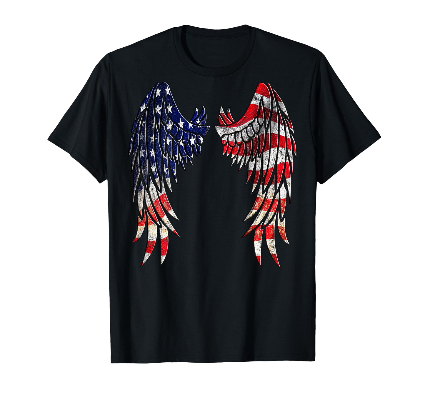 Distressed American Flag Angel Wings Shirt T-Shirt for Women Kids Men
