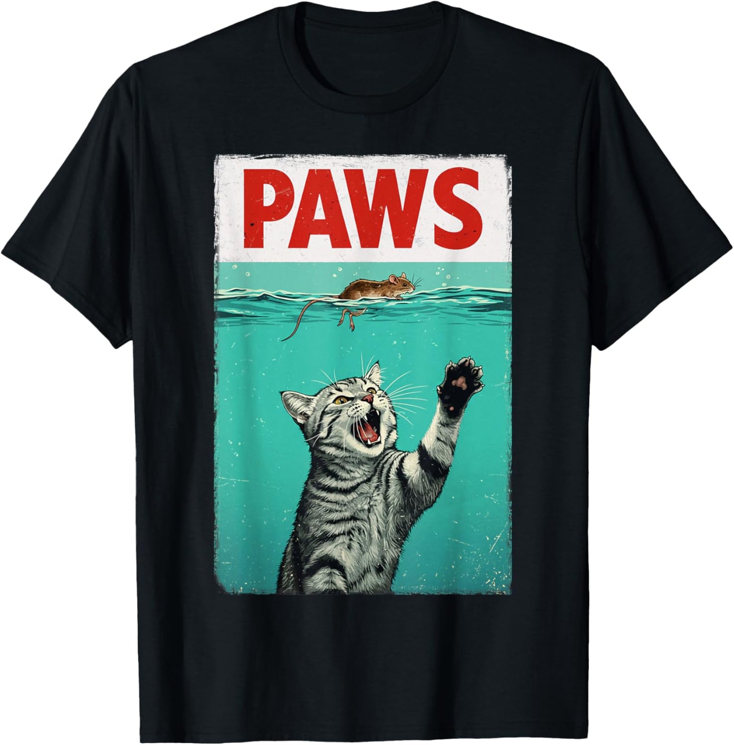 Paws Parody Cat Lover Chasing a Cute Mouse Funny Kitten T-Shirt