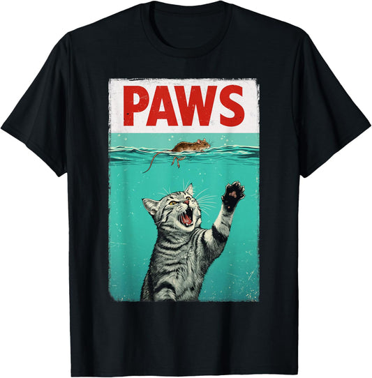 Paws Parody Cat Lover Chasing a Cute Mouse Funny Kitten T-Shirt