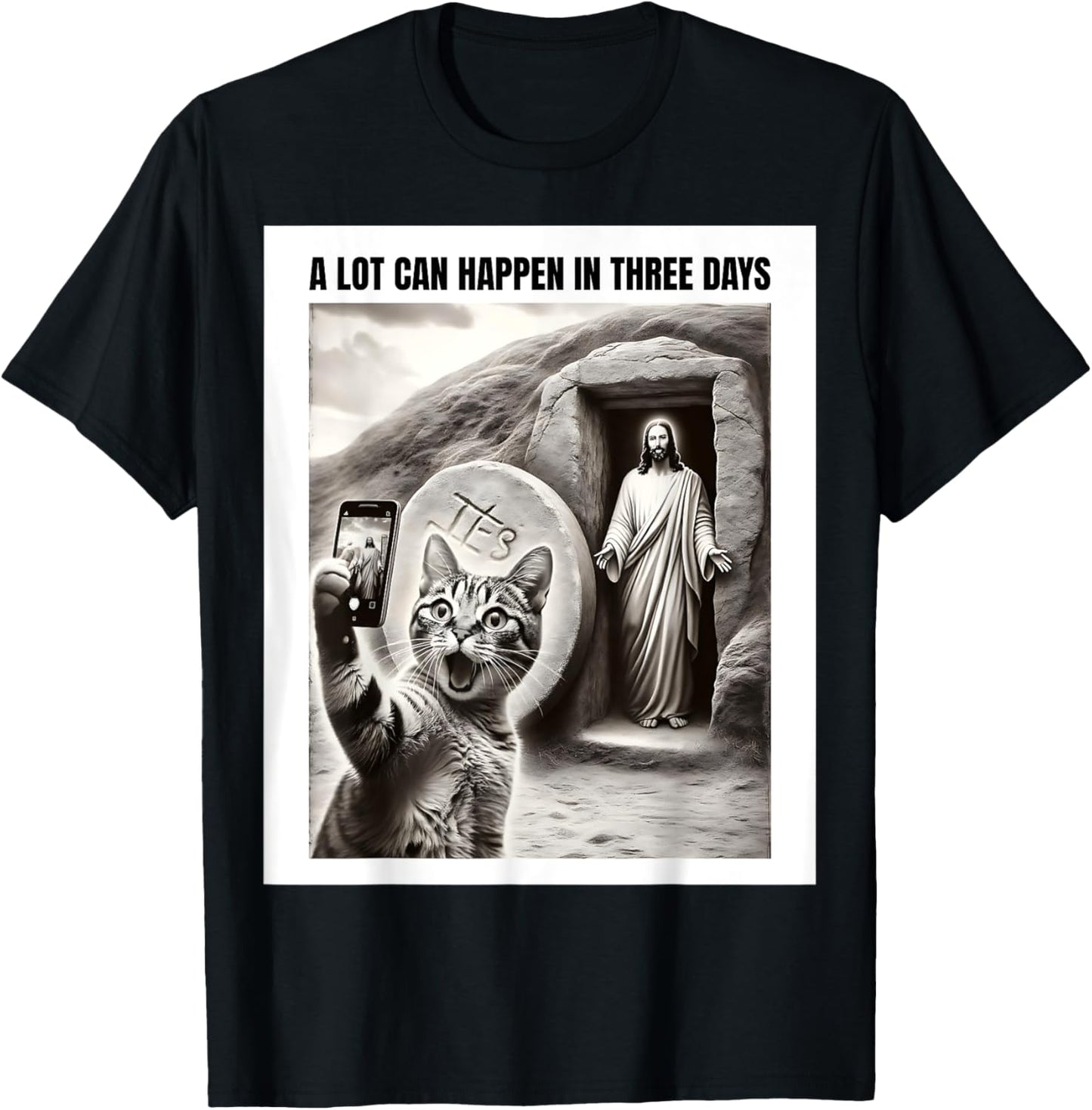 Easter Meme Cat Taking Selfie Jesus Resurrection Christian T-Shirt
