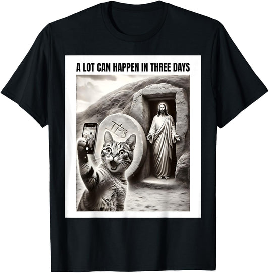 Easter Meme Cat Taking Selfie Jesus Resurrection Christian T-Shirt