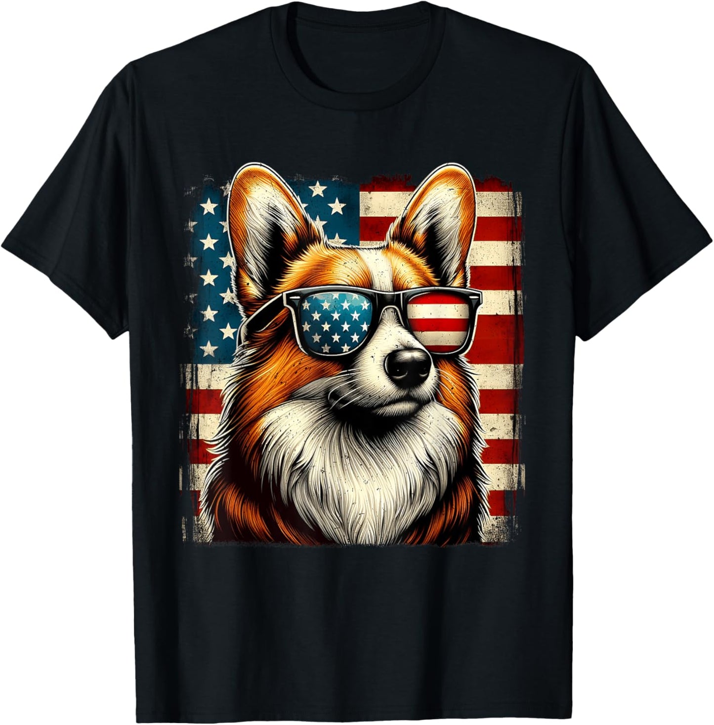 Corgi 4th of July USA American Flag Patriotic Mens Corgi T-Shirt