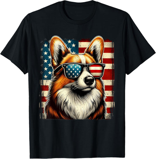 Corgi 4th of July USA American Flag Patriotic Mens Corgi T-Shirt