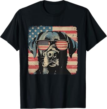 Labrador Retriever USA Flag July 4th Gift Women Men T-Shirt
