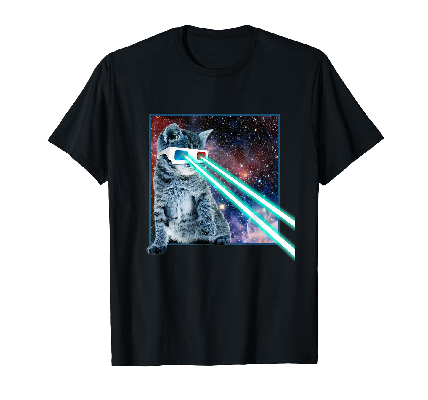 Laser Eye Cat | 3D Glasses | Kitty Galaxy Space Xmas Gift T-Shirt for Men Women Kids