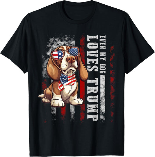 Basset Hound Even My Dog Loves Trump Funny T-Shirt