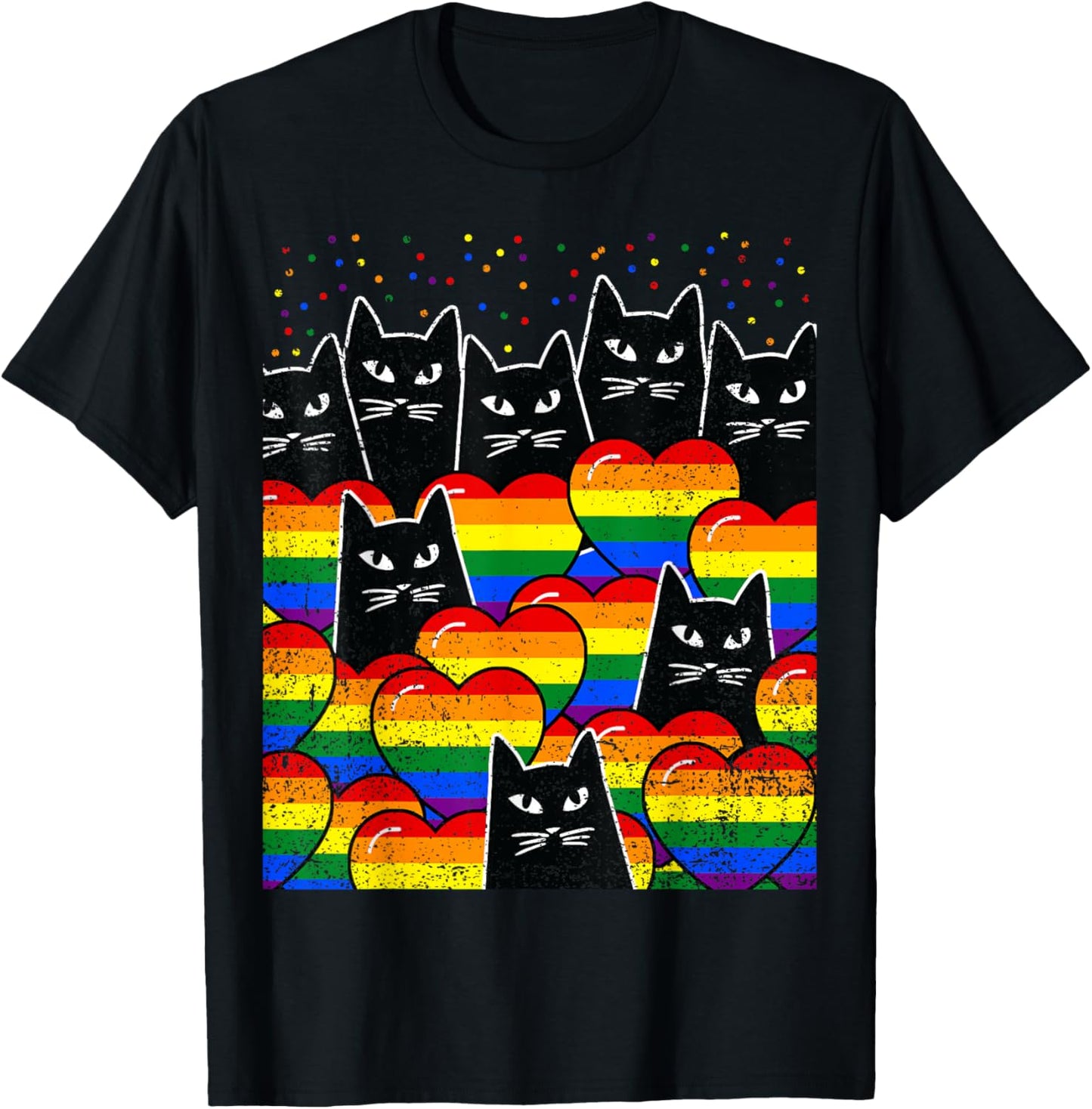 Cat Gay Pride Flag LGBT-Q Rainbow Kitten Men Women T-Shirt