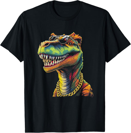 Dinosaur Face Sunglasses, Cool Funny Rebel Boss Hip Dino T-Shirt