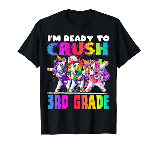 Crush 3rd Grade Dabbing Unicorn Back to School Backpack Girl T-Shirt