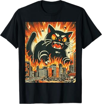 Japanese Cat Monster Funny Catzilla Pet Women Girls Kids Men T-Shirt
