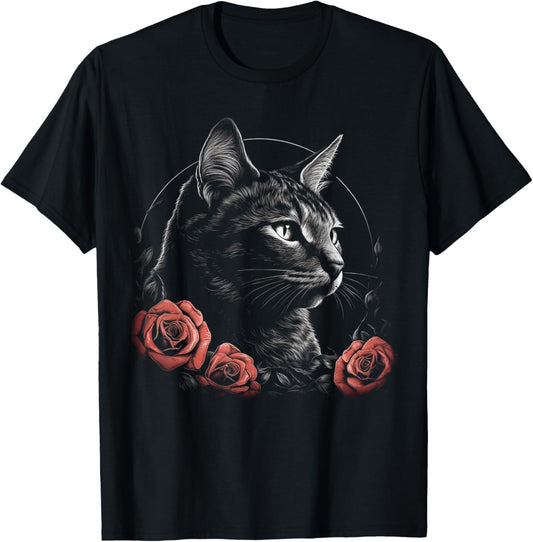 Cat Art Flowers - Pet Cat Motif Animal Cat T-Shirt
