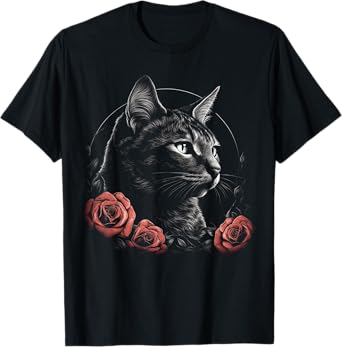 Cat Art Flowers - Pet Cat Motif Animal Cat T-Shirt