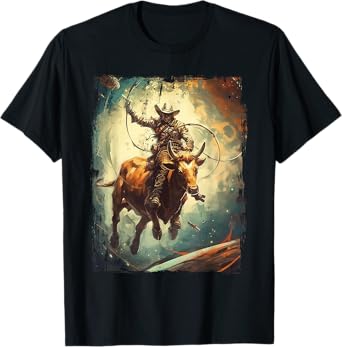 Space Rodeo Cowboy Western Southern Bull Riding T-Shirt