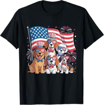Patriotic Dog 4th Of July Funny Dogs Lover for Pet Owners T-Shirt