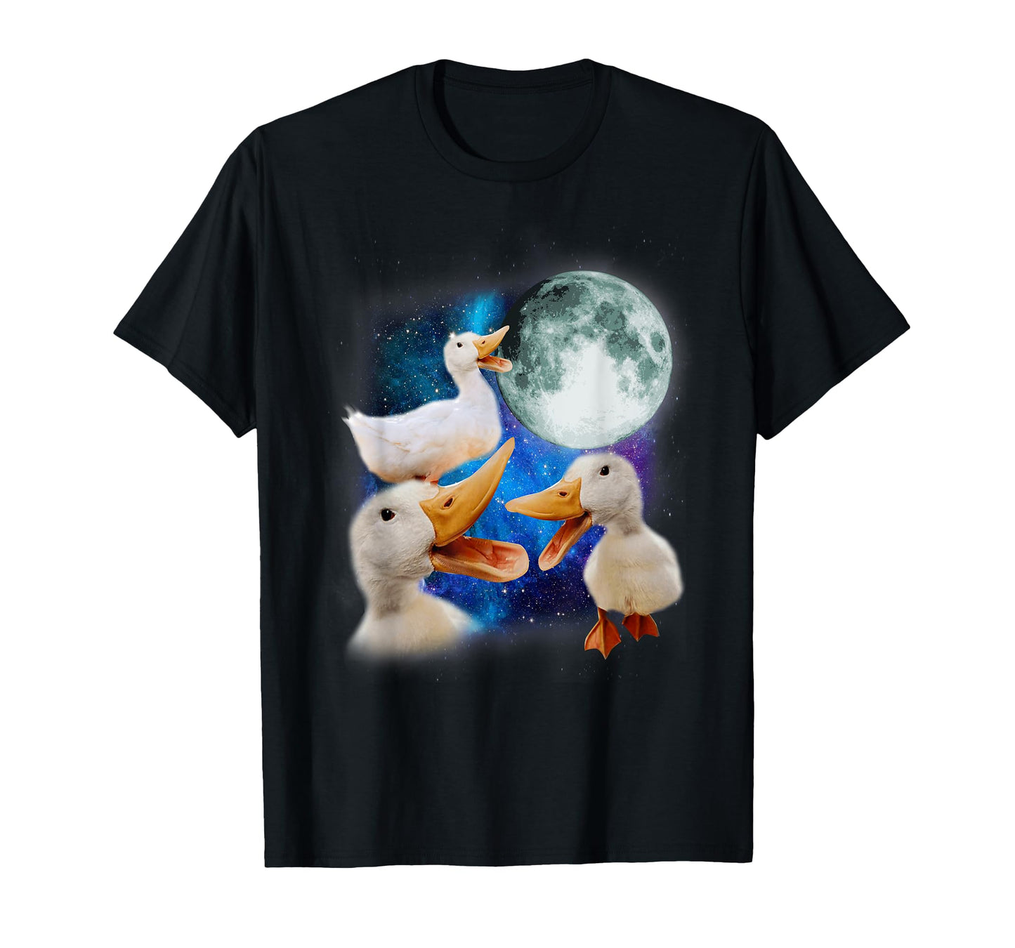 3 Ducks Howl At Moon Funny Weird Cursed Pekin Duck Lover T-Shirt