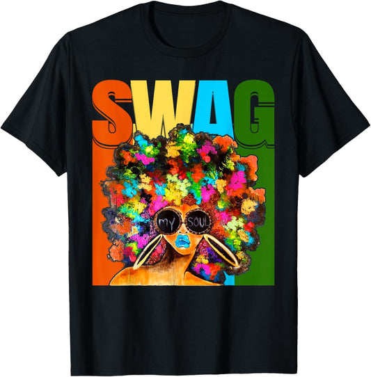 Vintage Retro Swag Melanin Black Afro Queen Woman Gift T-Shirt