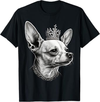 Black and White Chihuahua Dog on Crown Chihuahua T-Shirt