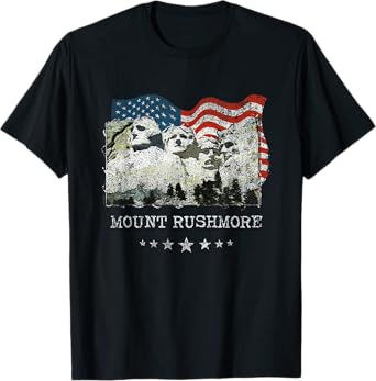 Mount Rushmore Flag Souvenirs T-Shirt Gift Tee T-Shirt