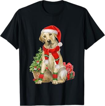 Yellow Lab Labrador Christmas Tree Dog Lover Xmas Pajama T-Shirt