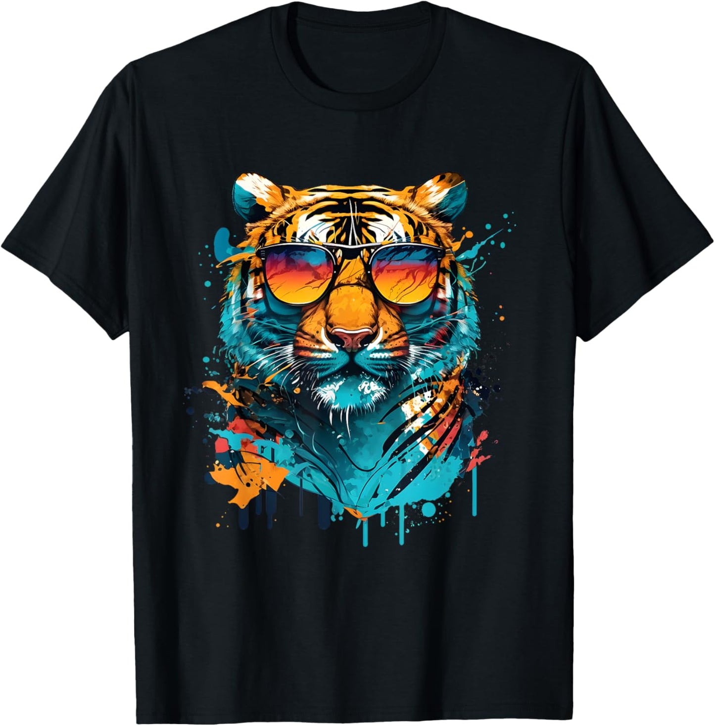 Colorful Tiger Face Tiger Head Wild Cat Lover T-Shirt