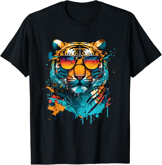 Colorful Tiger Face Tiger Head Wild Cat Lover T-Shirt
