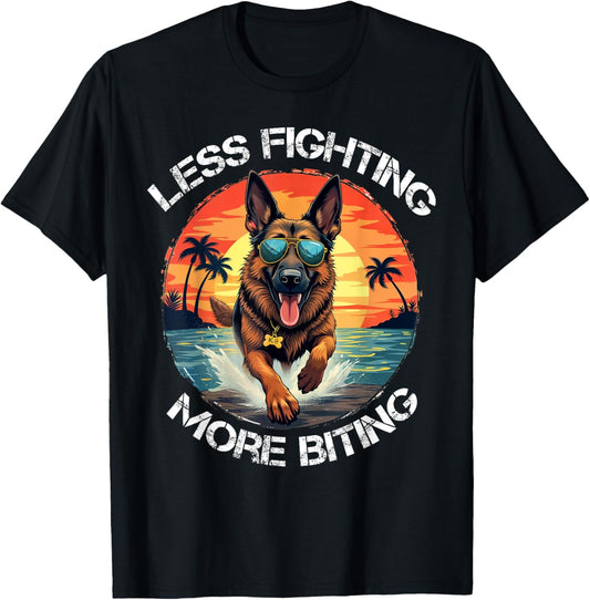 Funny Less Fighting More Biting K9 Dog Police Handler T-Shirt
