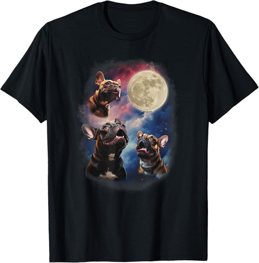 Frenchies Howling At The Moon Ironic Funny French Bulldog T-Shirt