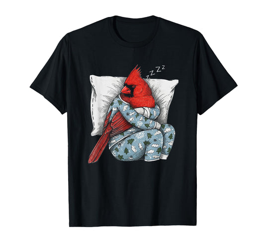 Funny Sleepy Cardinal Bird Pajama Women Men Boys And Girls T-Shirt