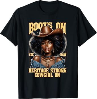 Yehaw Cowgirl On African American Cowgirl Western Rodeo T-Shirt