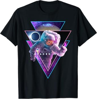 Astronaut Spaced Out - Aesthetic Vaporwave Eclipse Space Art T-Shirt